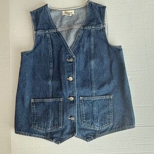 Madewell Denim Snap-Front Long Vest in Sedgwick Wash
